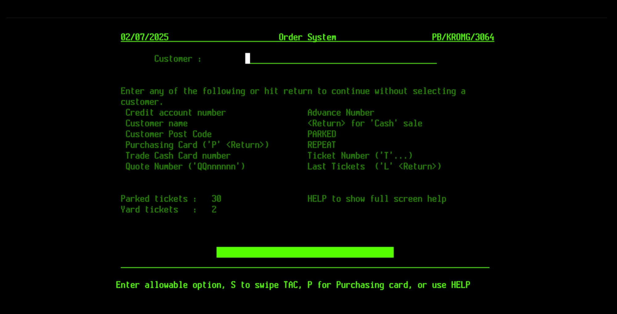 The legacy system mid-transaction.